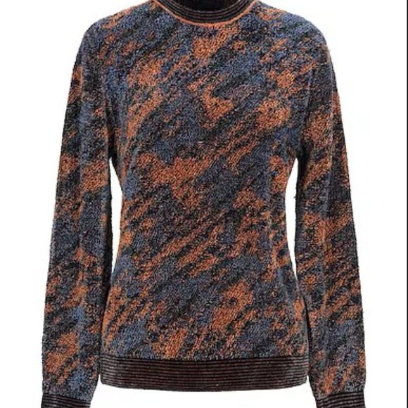Emporio Armani Chenille Blue and Gold Sweater - Picture 3 of 9